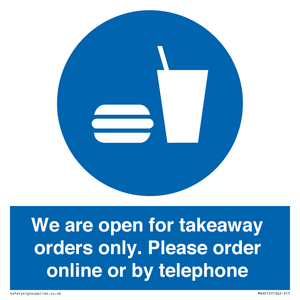 We are open for takeaway orders only. Please order online or by telephone